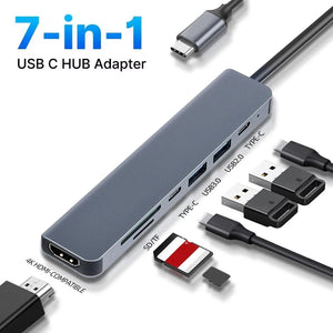 7-in-1 USB-C Hub with 4K HDMI, Thunderbolt 3 Dock, PD, TF, and SD Card Support for MacBook Pro/Air, iPad, XPS, and Surface