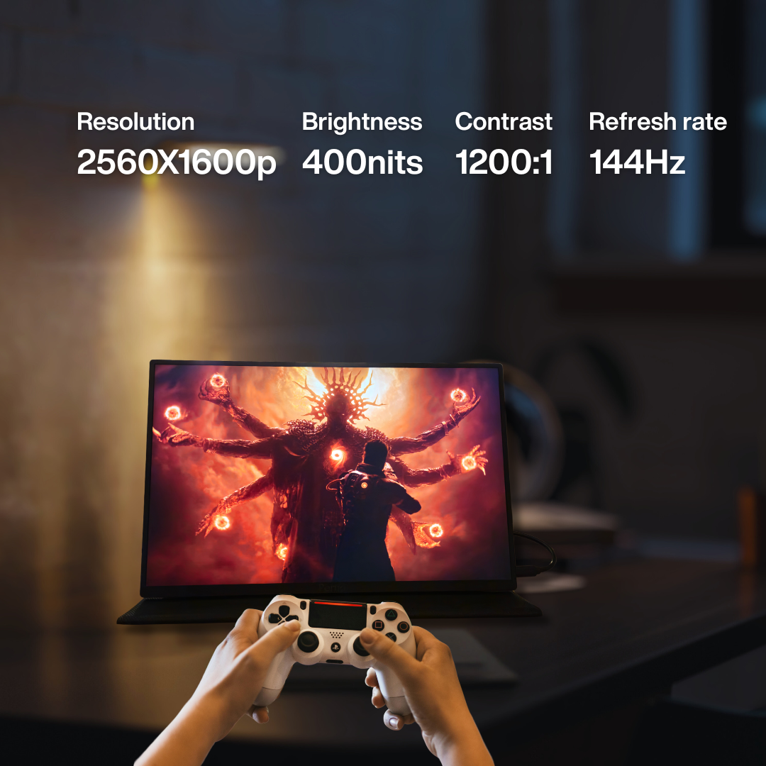 Portio Q-16'' Ultralight Portable Gaming Monitor | 16'' QHD 2560X1600P 144Hz