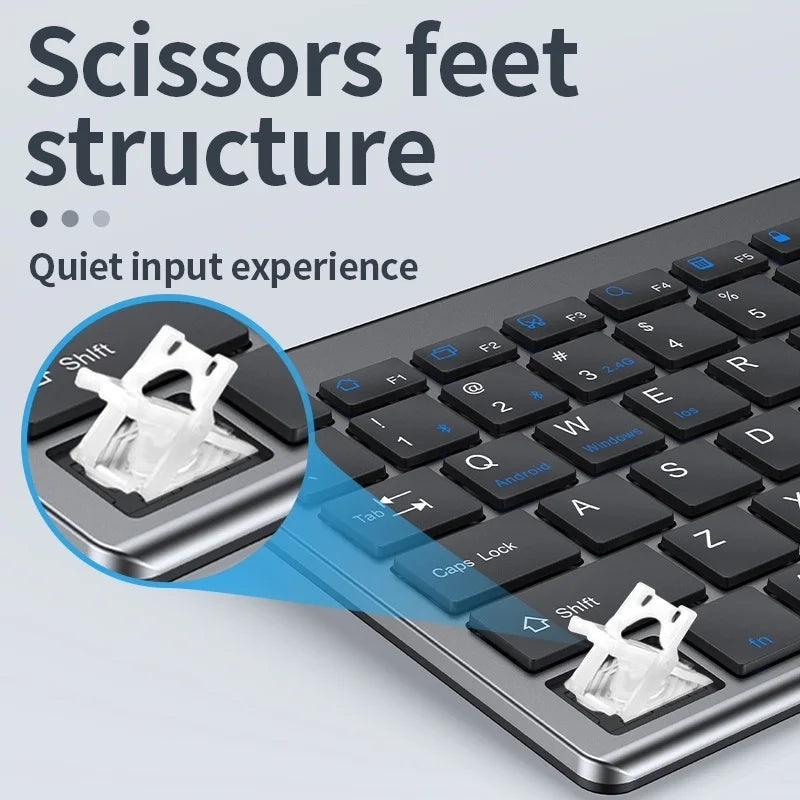 Silent Bluetooth Keyboard and Mouse Set - Multi-Device, Rechargeable, Full-Size for Laptop and PC